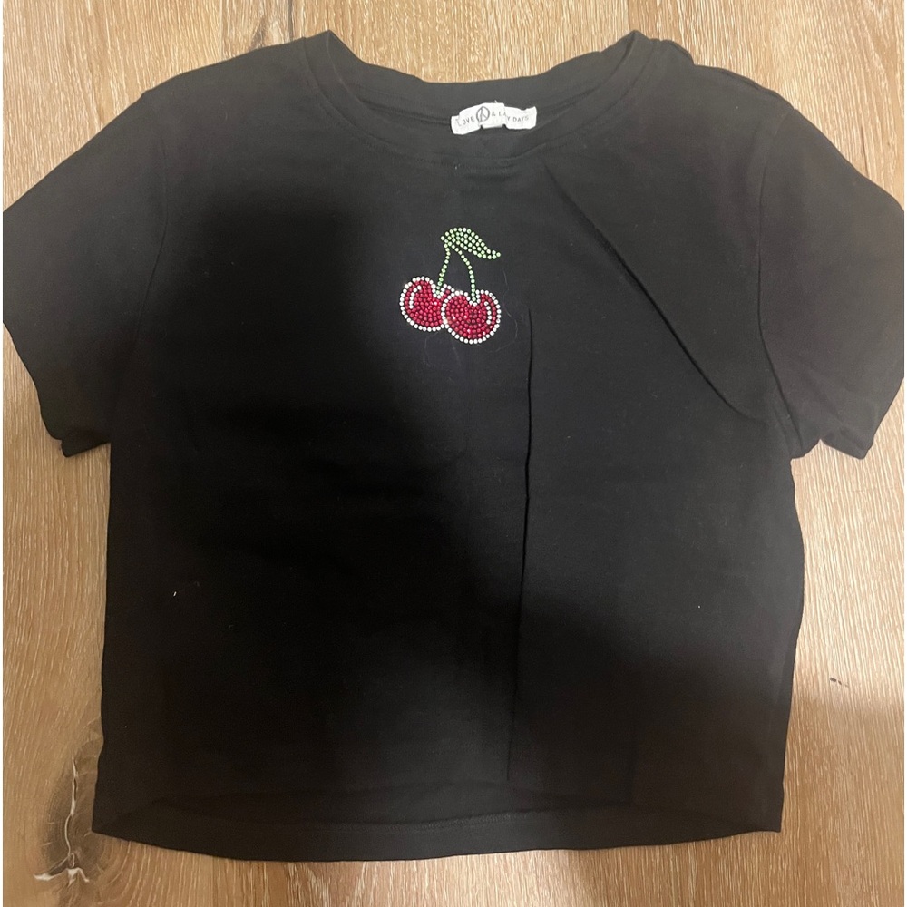 Rhinestone cherry crop top